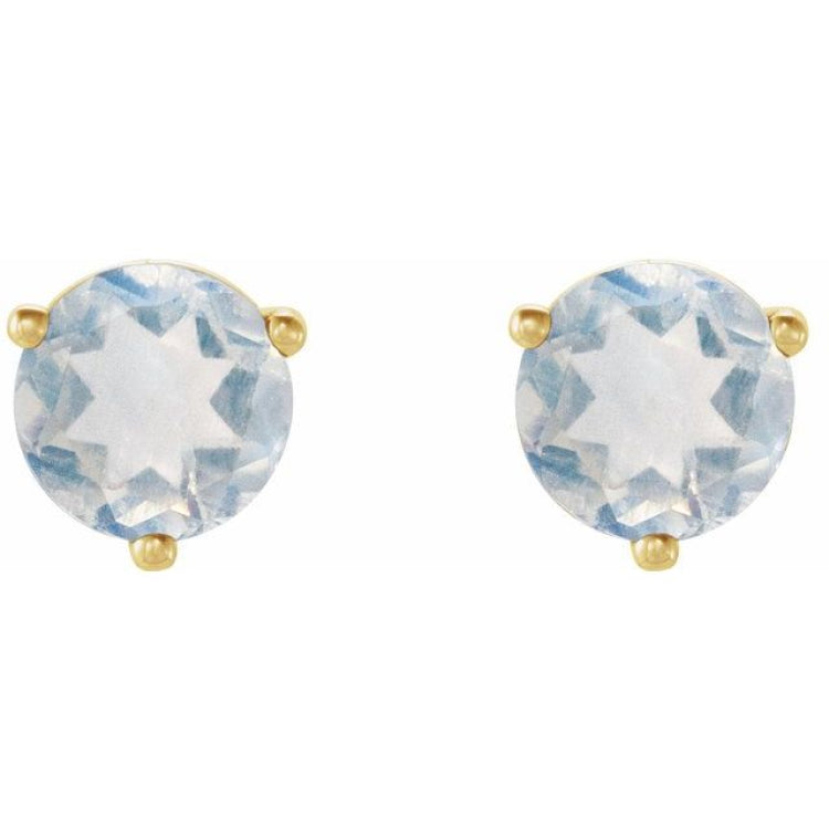 14K Yellow Gold Natural Blue Sheen Moonstone Earrings