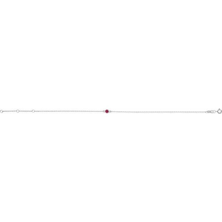 Platinum Lab-Grown Ruby Bezel-Set Solitaire 6 1/2-7 1/2" Bracelet