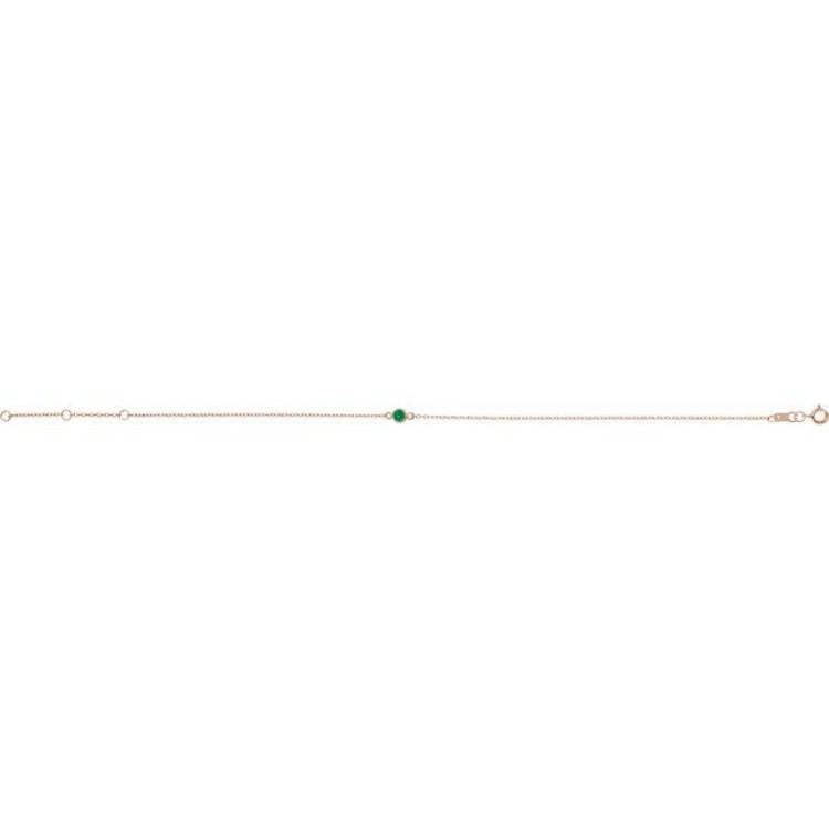 14K Rose Gold Lab-Grown Emerald Bezel-Set Solitaire 6 1/2-7 1/2" Bracelet