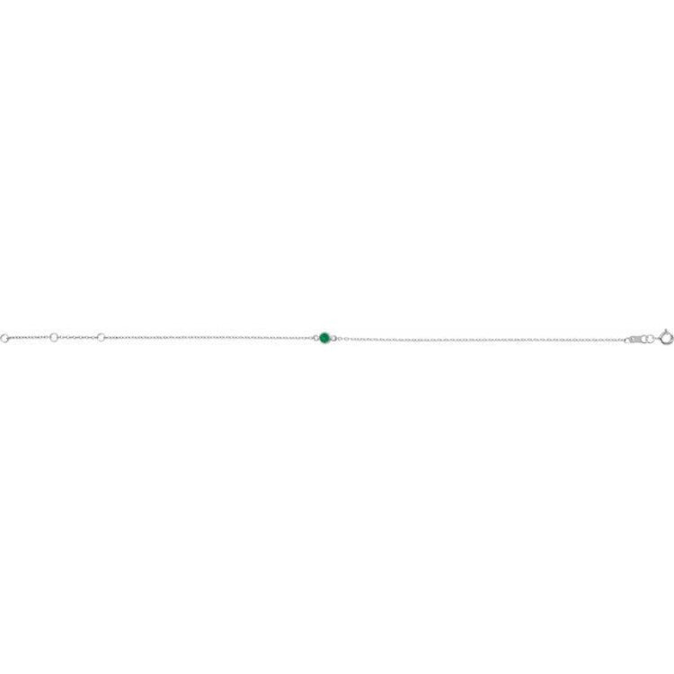Platinum Lab-Grown Emerald Bezel-Set Solitaire 6 1/2-7 1/2" Bracelet