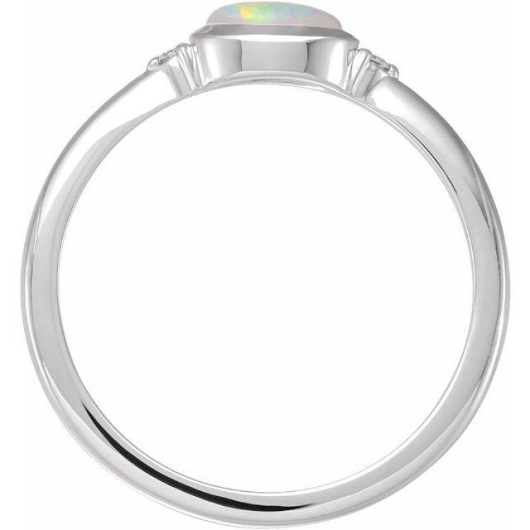 Sterling Silver Natural Ethiopian Opal & .03 CTW Natural Diamond Ring