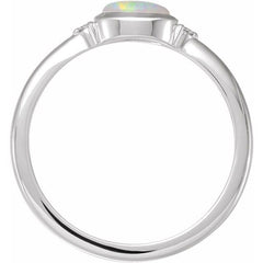 14K White Gold Natural Ethiopian Opal & .03 CTW Natural Diamond Ring