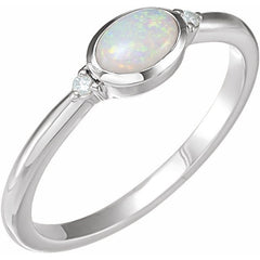 Platinum Natural Ethiopian Opal & .03 CTW Natural Diamond Ring