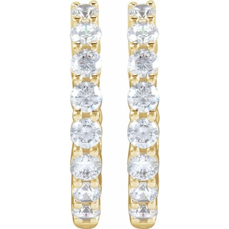 14K Yellow Gold 2 CTW Natural Diamond Inside-Outside Hinged 20 mm Hoop Earrings