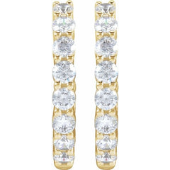 14K Yellow Gold 2 CTW Natural Diamond Inside-Outside Hinged 20 mm Hoop Earrings