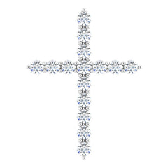 14K White Gold 1/2 CTW Natural Diamond Cross Pendant