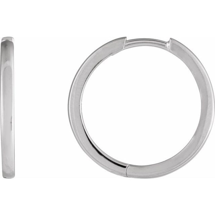 14K White Gold Hinged 18 mm Hoop Earrings