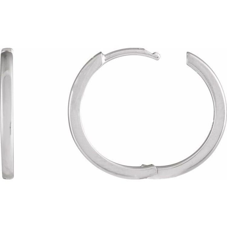 Platinum Hinged 18 mm Hoop Earrings
