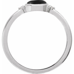 Sterling Silver 6 mm Round Natural Black Onyx & .03 CTW Natural Diamond Ring