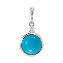 Platinum 6 mm Natural Turquoise & .03 CT Natural Diamond Pendant