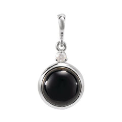 Platinum 8 mm Natural Black Onyx & .03 CT Natural Diamond Cabochon Pendant