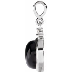 Platinum 8 mm Natural Black Onyx & .03 CT Natural Diamond Cabochon Pendant