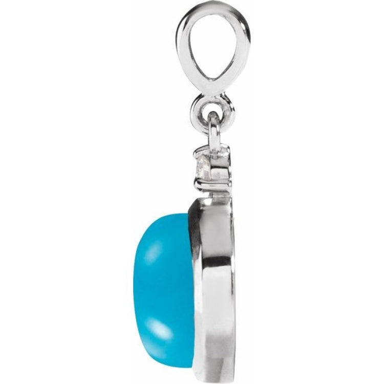 Sterling Silver 6 mm Natural Turquoise & .03 CT Natural Diamond Pendant