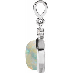 Sterling Silver 8 mm Natural White Opal & .03 CT Natural Diamond Pendant