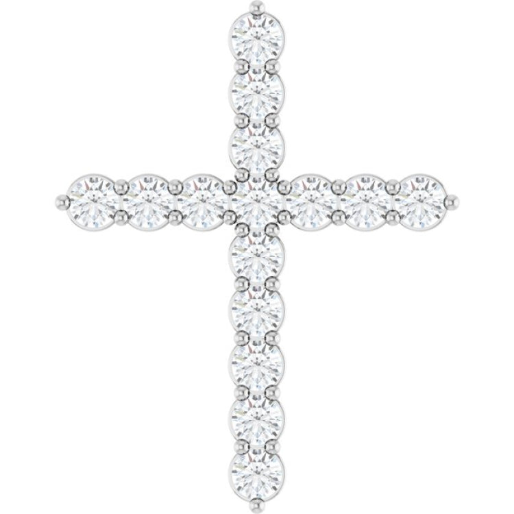 14K White Gold 3/4 CTW Natural Diamond Cross Pendant