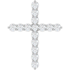 14K White Gold 3/4 CTW Natural Diamond Cross Pendant