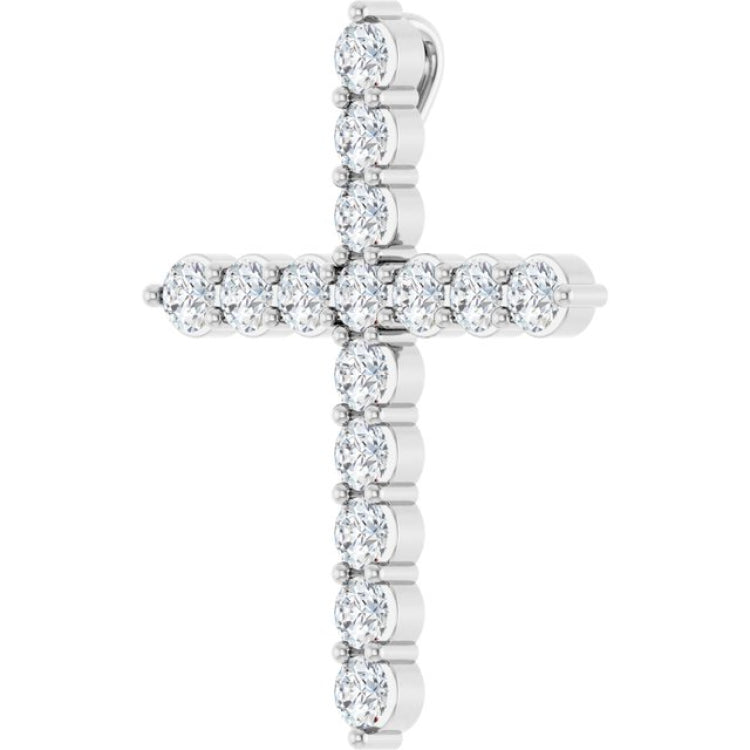 Sterling Silver 3/4 CTW Natural Diamond Cross Pendant