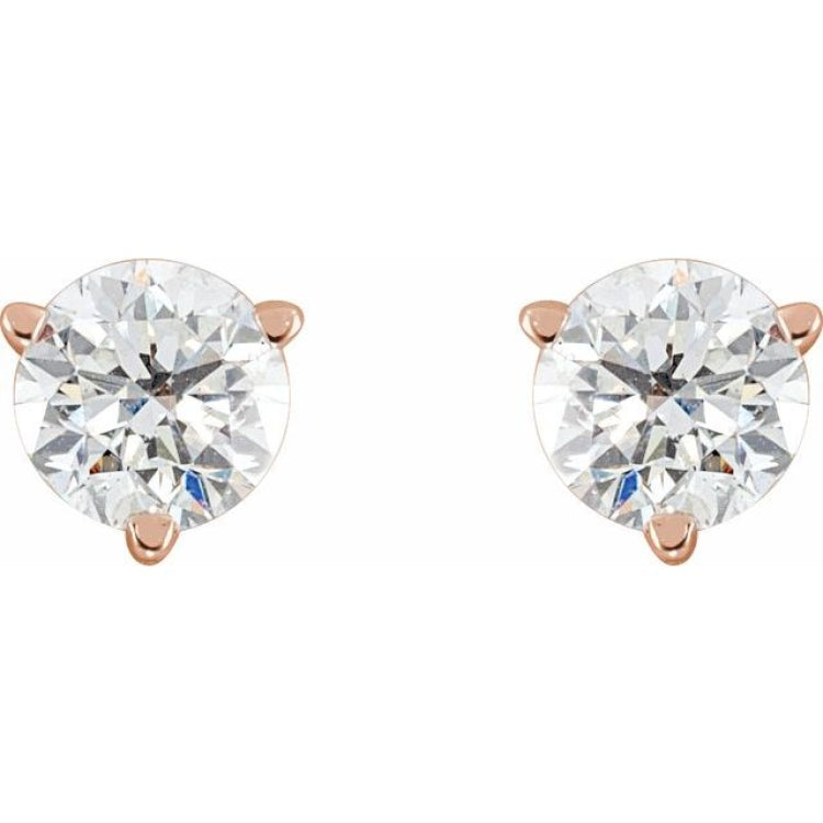 14K Rose Gold 3/4 CTW Lab-Grown Diamond Earrings