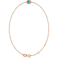 14K Rose Gold Natural Blue Zircon 6 1/2-7 1/2" Bracelet
