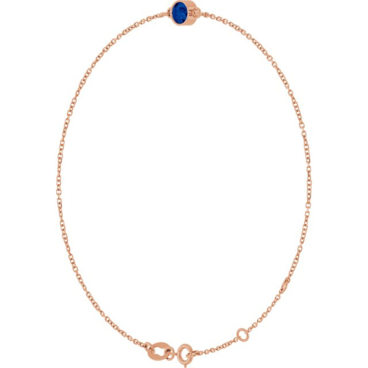 14K Rose Gold Lab-Grown Blue Sapphire 6 1/2-7 1/2" Bracelet