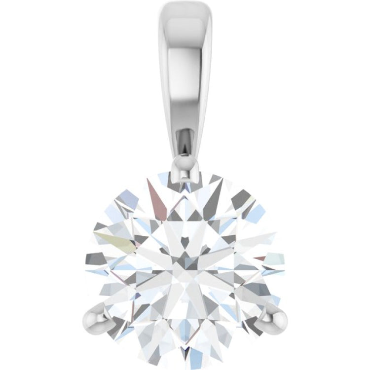14K White Gold 1 CT Lab-Grown Diamond Pendant