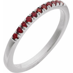 14K White Gold Natural Mozambique Garnet Stackable Ring