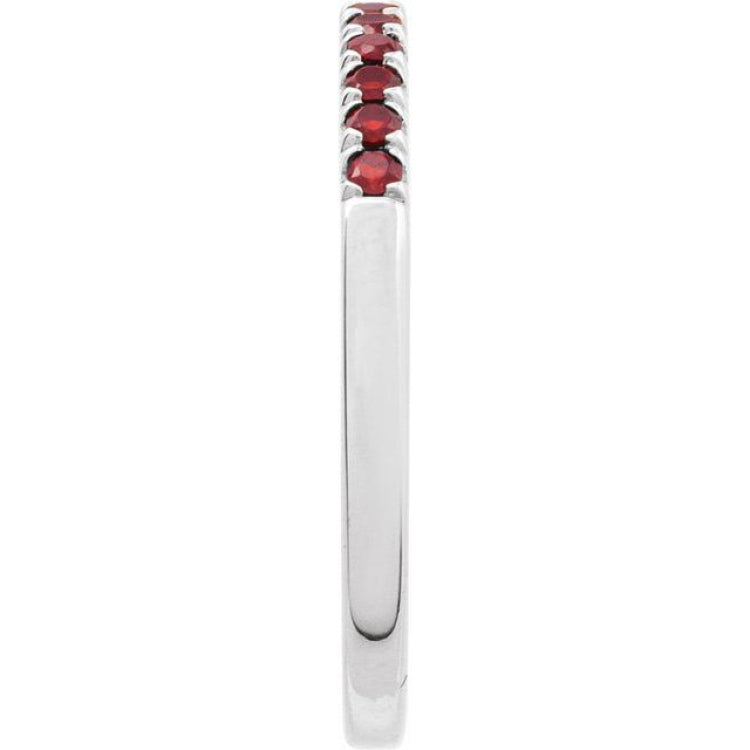 14K White Gold Natural Mozambique Garnet Stackable Ring