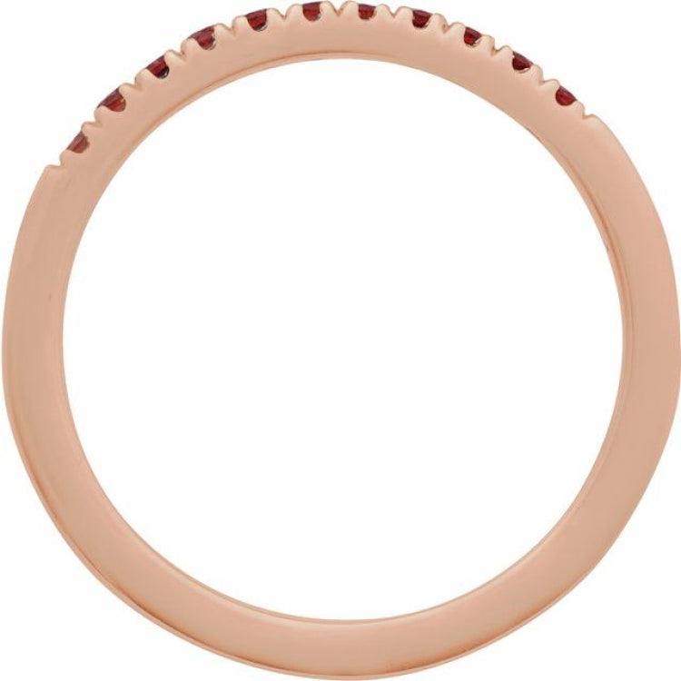 14K Rose Gold Natural Mozambique Garnet Stackable Ring
