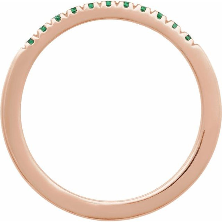 14K Rose Gold Lab-Grown Emerald Stackable Ring