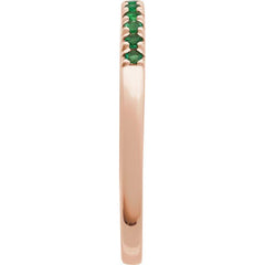 14K Rose Gold Lab-Grown Emerald Stackable Ring