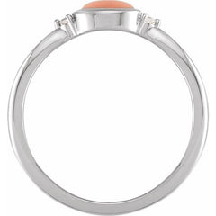 Platinum Natural Pink Coral & .03 CTW Natural Diamond Ring
