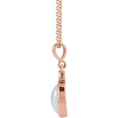 14K Rose Gold 9x7 mm Natural White Opal & .03 CT Natural Diamond 16-18" Necklace