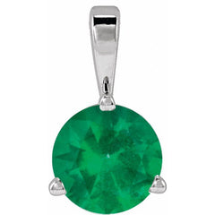 14K White Gold Lab-Grown Emerald Pendant