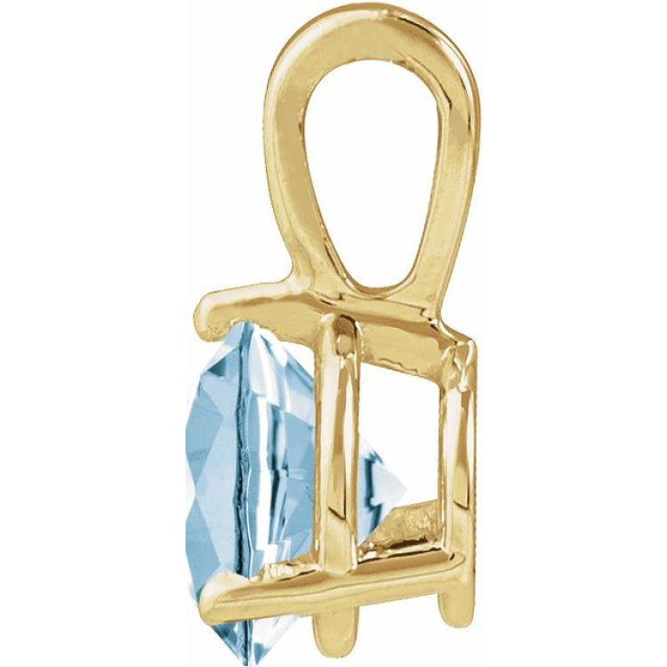 14K Yellow Gold Lab-Grown Aqua Sapphire Pendant