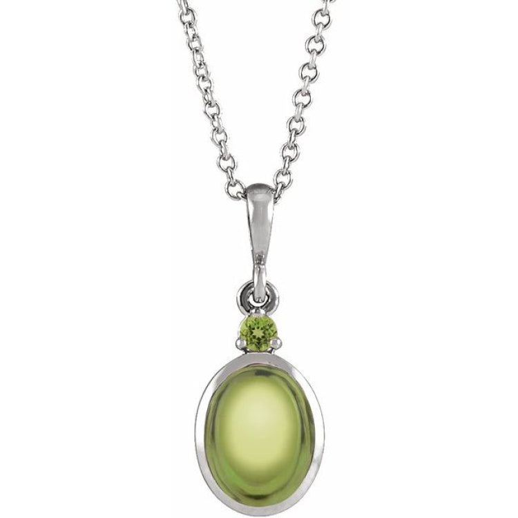 Platinum 6x4 mm Natural Peridot 16-18" Necklace