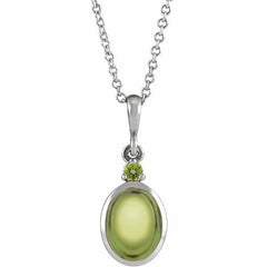 Platinum 6x4 mm Natural Peridot 16-18" Necklace