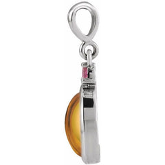 Sterling Silver 6x4 mm Natural Citrine & Natural Pink Tourmaline Pendant