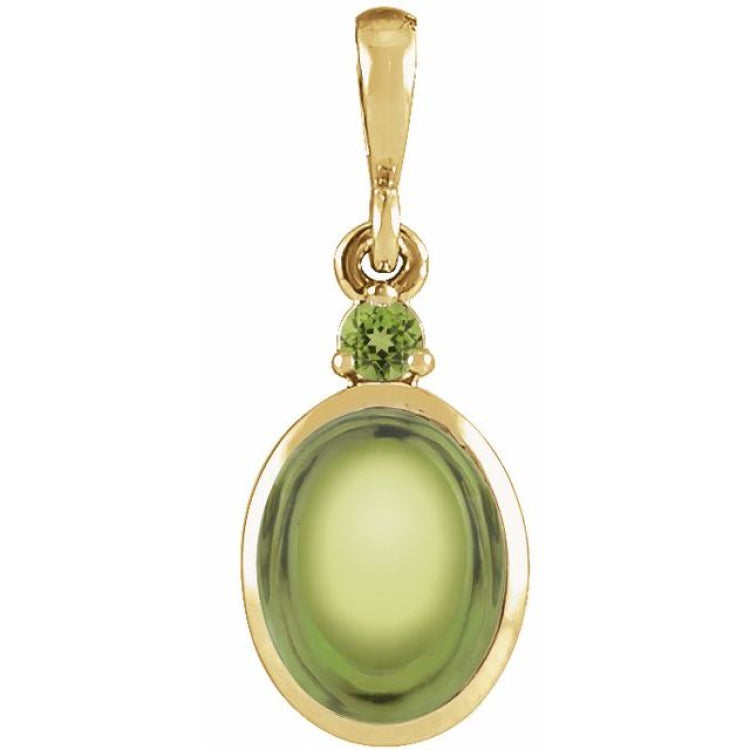 14K Yellow Gold 8x6 mm Natural Peridot Pendant