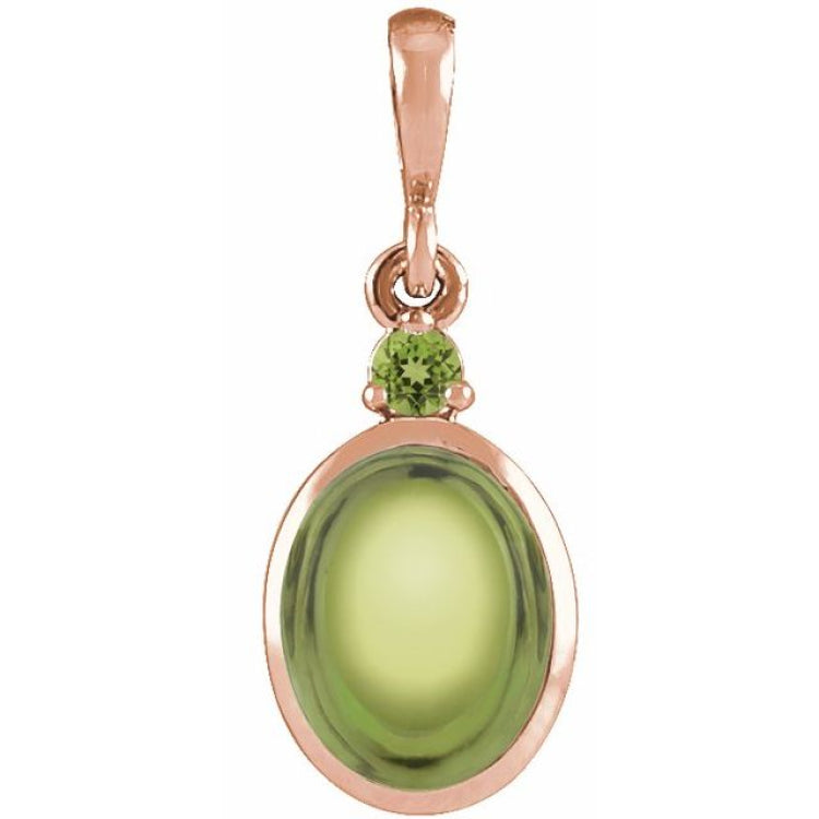 14K Rose Gold 5x3 mm Natural Peridot Pendant