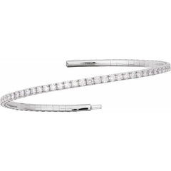 14K White Gold 2 CTW Natural Diamond  Flexible Bangle 7" Bracelet