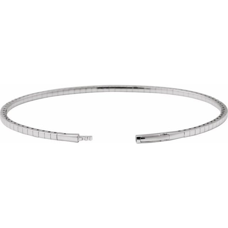 14K White Gold 2 CTW Natural Diamond  Flexible Bangle 7" Bracelet