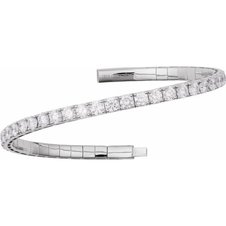 14K White Gold 5 CTW Lab-Grown Diamond  Flexible Bangle 7" Bracelet