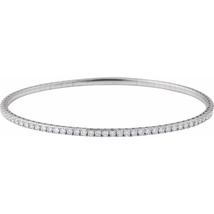 14K White Gold 1 CTW Lab-Grown Diamond  Flexible Bangle 7" Bracelet