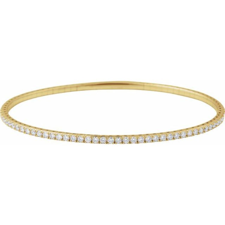 14K Yellow Gold 2 CTW Lab-Grown Diamond  Flexible Bangle 7" Bracelet
