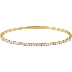 14K Yellow Gold 2 CTW Lab-Grown Diamond  Flexible Bangle 7" Bracelet