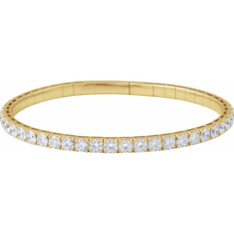 14K Yellow Gold 3 CTW Lab-Grown Diamond  Flexible Bangle 7" Bracelet