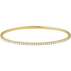 14K Yellow Gold 1 1/2 CTW Lab-Grown Diamond Flexible Bangle 7" Bracelet