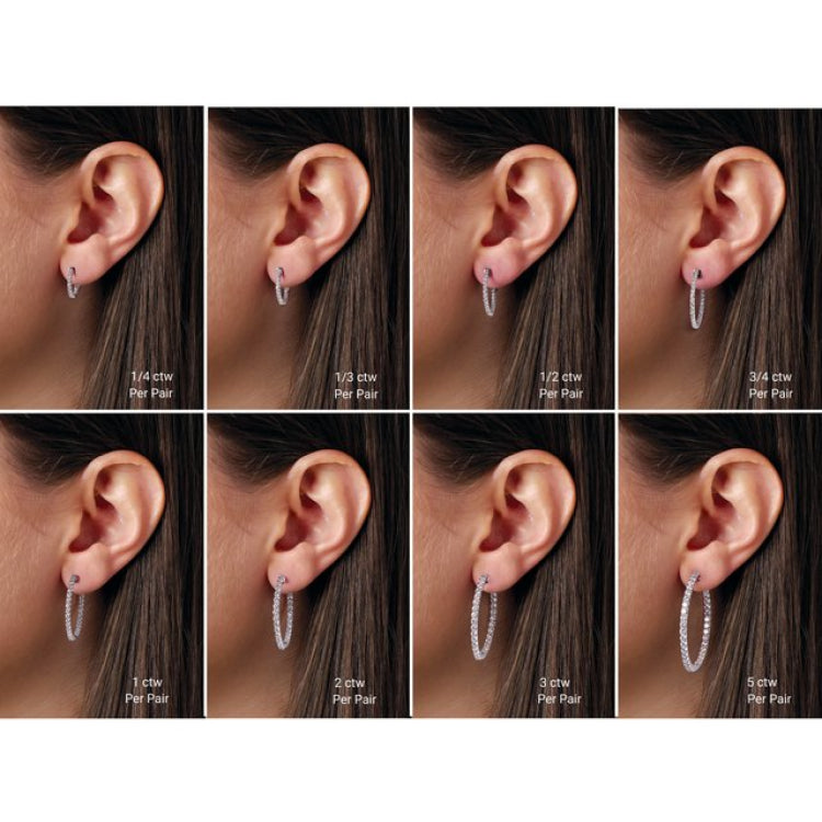 14K Rose Gold 1/4 CTW Lab-Grown Diamond Inside-Outside 14.5 mm Hinged Hoop Earrings