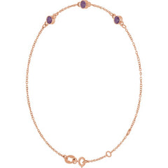 14K Rose Gold Lab-Grown Alexandrite Bezel-Set 3-Stone 6 1/2-7 1/2" Bracelet