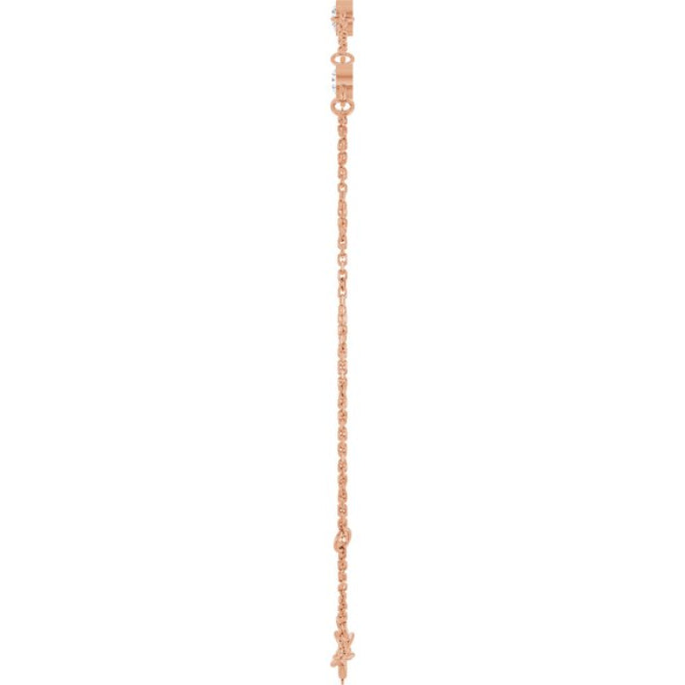 14K Rose Gold 1/3 CTW Lab-Grown Diamond Bezel-Set 3-Stone 6 1/2-7 1/2" Bracelet